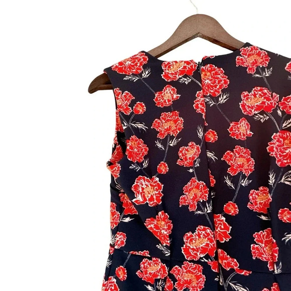 Banana Republic Navy Sleeveless Sheath Dress Red Floral Sz 2 - Picture 8 of 8